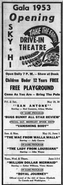 Sky-Hi Drive-In Theatre - May 28 1953 Opening (newer photo)